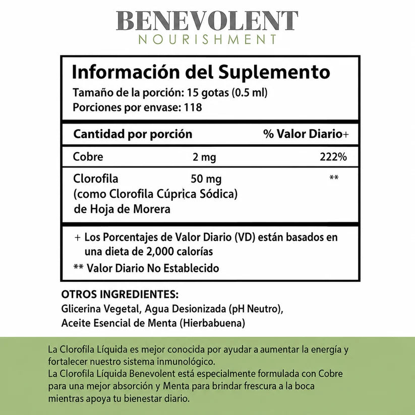 Benevolent® Clorofila en Gotas (30 ML)