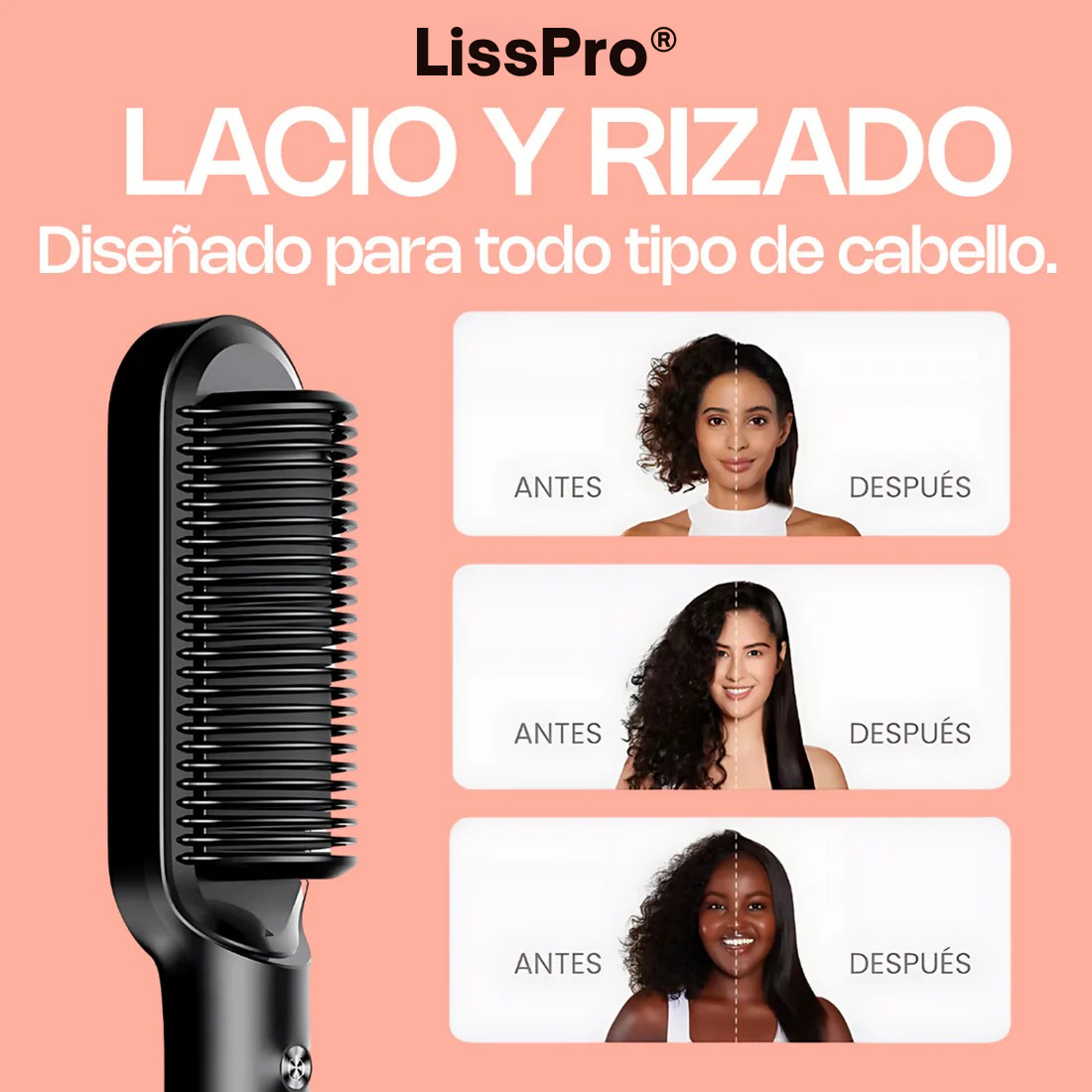 LissPro® - Cepillo Alisador Iónico 2 en 1