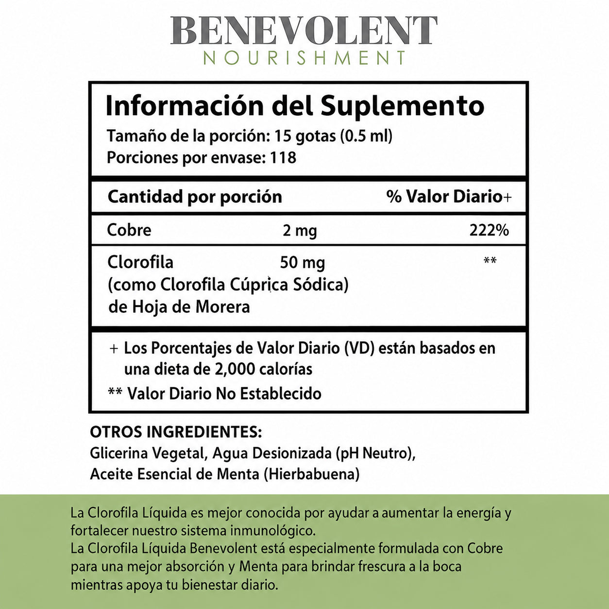Benevolent® Clorofila en Gotas (30 ML)