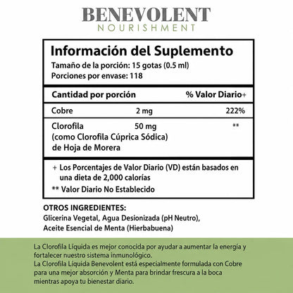 Benevolent® Clorofila en Gotas (30 ML)