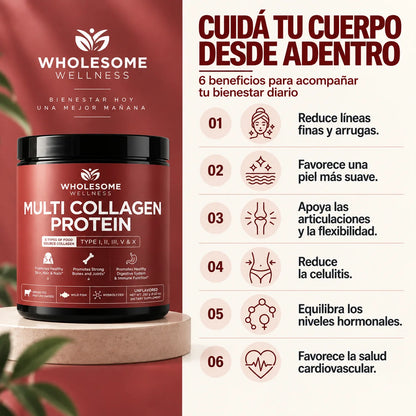 Wholesome Wellness® Multi Collagen Peptides (Tipo I II III V X)